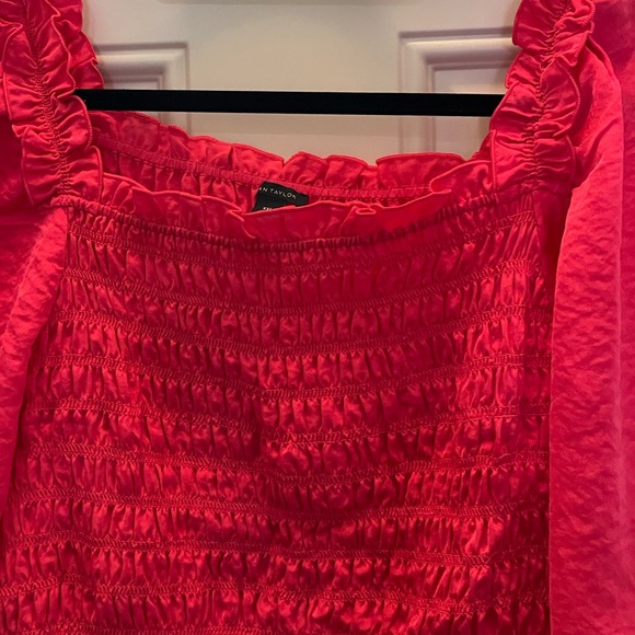 🥑5/$25 Ann Taylor pink square neck smocked blouse with flutter sleeves XXL - Picture 4 of 7